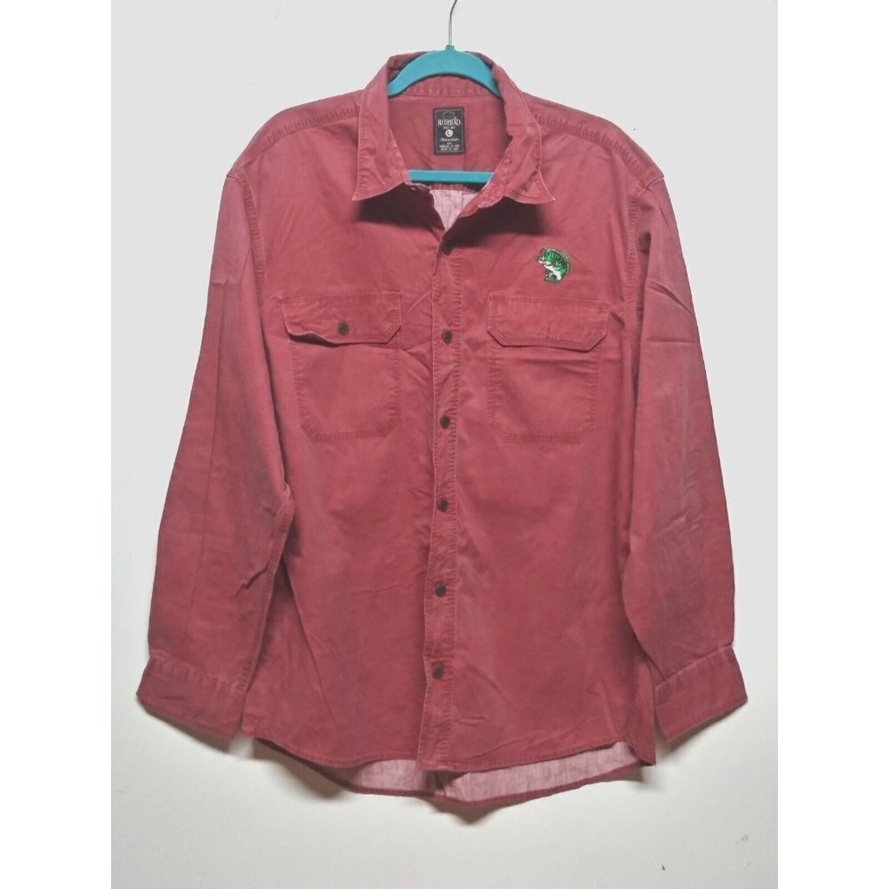 RedHead Men's Shirt Size L 100% Cotton Red Bass Pro Long Sleeve Button up EUC